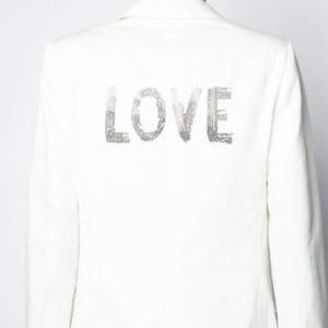 NEW Zadig & Voltaire Victor Strass Amour Love Blazer White